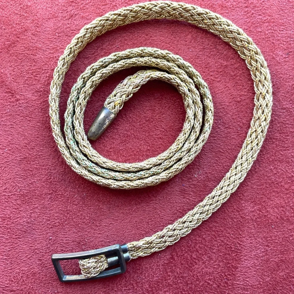 VINTAGE 70s Serpentine Gold SKINNY Disco Era BELT XS